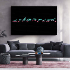 Cyberpunk Neon Typography – Metal Frame | Futuristic Glowing Text Wall Art | Bold Urban Sci-Fi Decor - TURTLEWINGS 