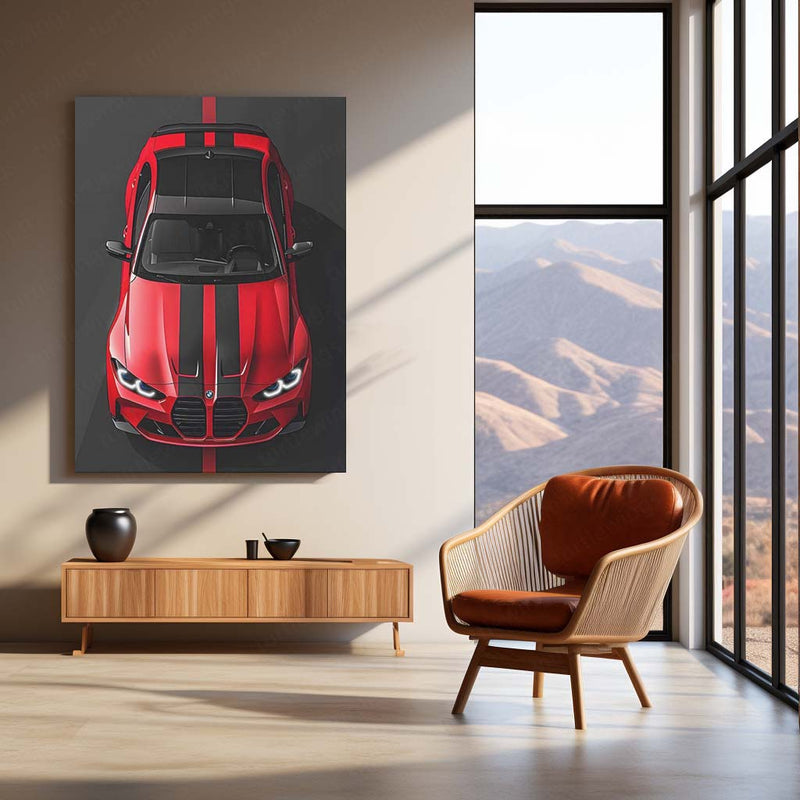 BMW M4 Competition LED Neon Metal Frame | Top View Sports Car Wall Light | Premium LED Metal Artwork