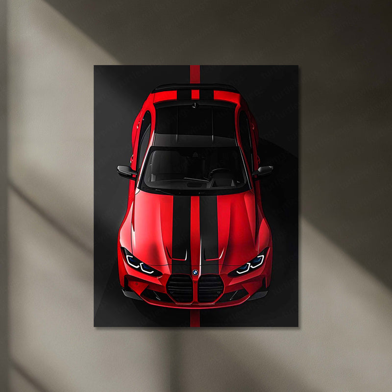 BMW M4 Competition LED Neon Metal Frame | Top View Sports Car Wall Light | Premium LED Metal Artwork