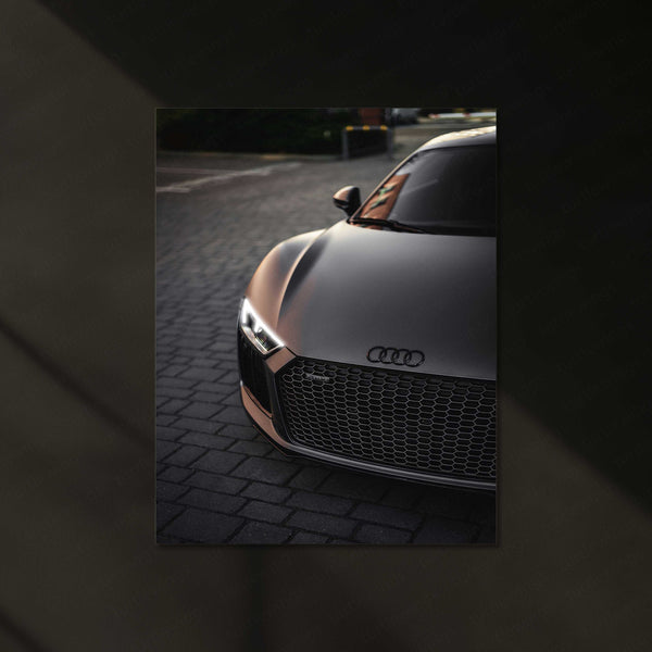 Audi R8 Dark Edition Neon LED Metal Frame | Supercar Poster with Glowing Edge | Bold Automotive Wall Art