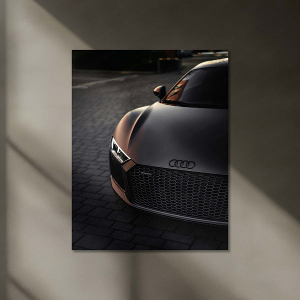 Audi R8 Dark Edition Neon LED Metal Frame | Supercar Poster with Glowing Edge | Bold Automotive Wall Art