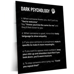 Quote Metal Poster | Dark Psychology – Human Behavior Insight Wall Art | Psychology Knowledge Inspirational Metal Frame - TURTLEWINGS 