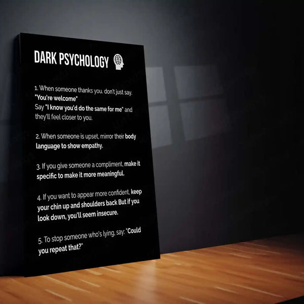Quote Metal Poster | Dark Psychology – Human Behavior Insight Wall Art | Psychology Knowledge Inspirational Metal Frame - TURTLEWINGS 