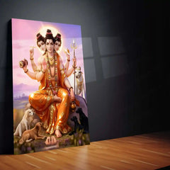 Spiritual Metal Frame | Datta Guru Metal Frame | Spiritual Wall Art | Divine Energy Home Decor - TURTLEWINGS 