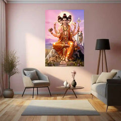 Spiritual Metal Frame | Datta Guru Metal Frame | Spiritual Wall Art | Divine Energy Home Decor - TURTLEWINGS 