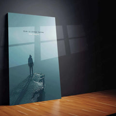Shadowy Figure on Cliff Edge – Dramatic Landscape Artwork - TURTLEWINGS 