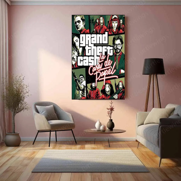 Money Heist Metal Poster | La Casa De Papel Wall Art | Iconic Heist Aesthetic Print - TURTLEWINGS 