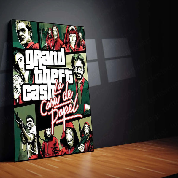 Money Heist Metal Poster | La Casa De Papel Wall Art | Iconic Heist Aesthetic Print - TURTLEWINGS 