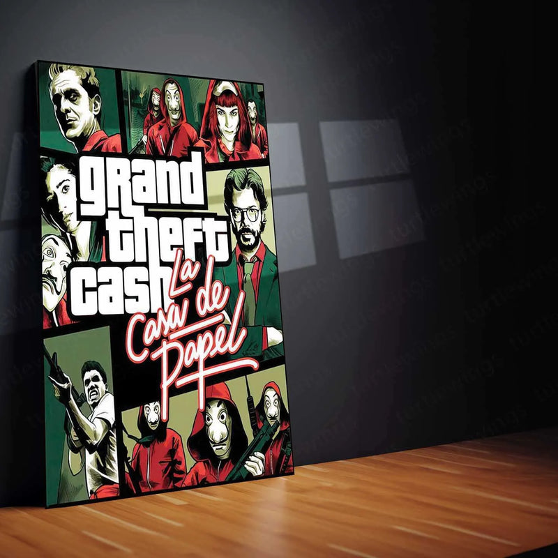 Money Heist Metal Poster | La Casa De Papel Wall Art | Iconic Heist Aesthetic Print - TURTLEWINGS 