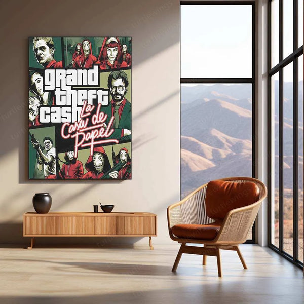 Money Heist Metal Poster | La Casa De Papel Wall Art | Iconic Heist Aesthetic Print - TURTLEWINGS 