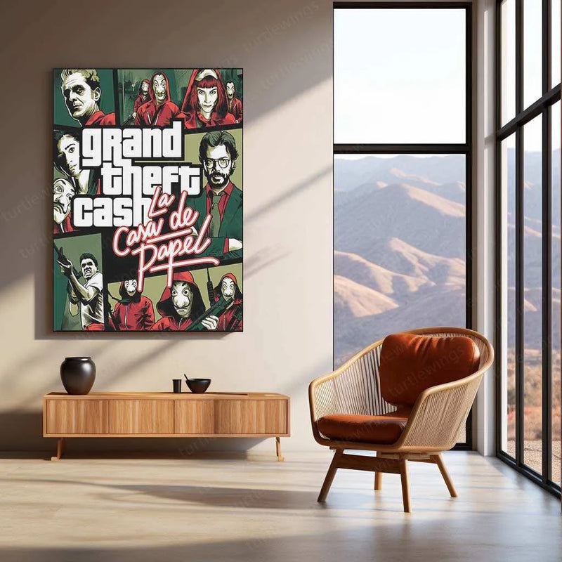 Money Heist Metal Poster | La Casa De Papel Wall Art | Iconic Heist Aesthetic Print - TURTLEWINGS 