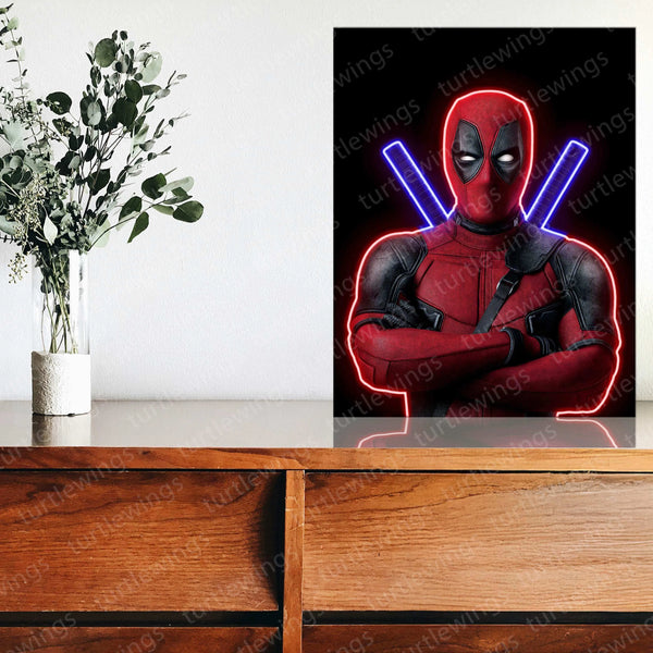 Deadpool Neon LED Metal Frame â Bold Merc with a Glow - TURTLEWINGS 