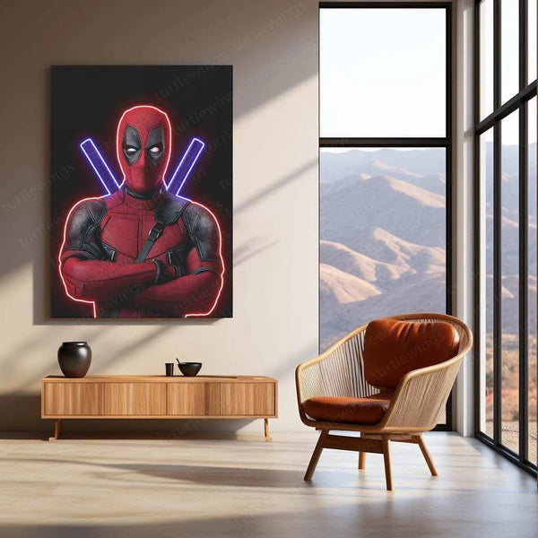 Deadpool Neon LED Metal Frame â Bold Merc with a Glow - TURTLEWINGS 