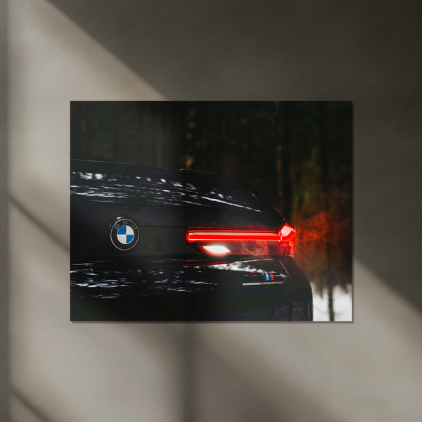 Tail-End Thrill – BMW Neon LED Metal Frame | Superbike Rear Angle Glow Poster | Ride-Inspired Wall Art