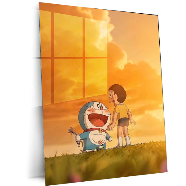 Anime Metal Poster | Doraemon and Nobita Metal Poster | Classic Anime Wall Art for Fans - TURTLEWINGS 