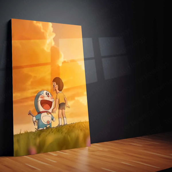Anime Metal Poster | Doraemon and Nobita Metal Poster | Classic Anime Wall Art for Fans - TURTLEWINGS 