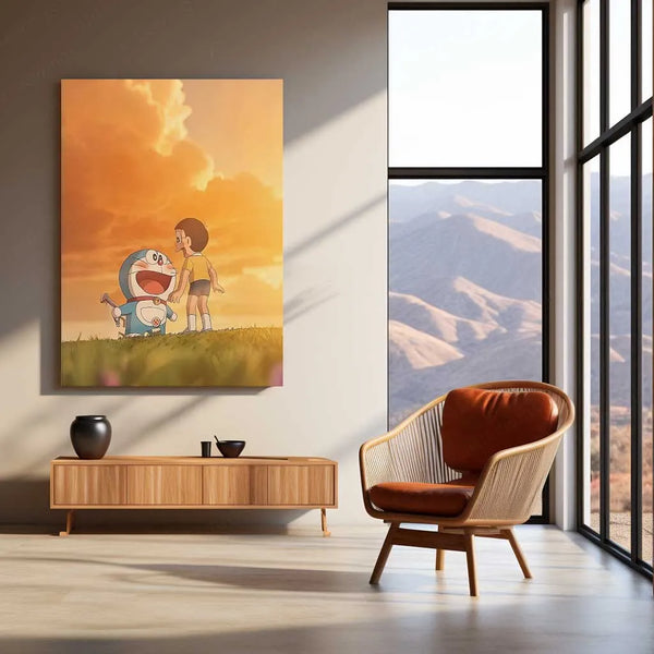 Anime Metal Poster | Doraemon and Nobita Metal Poster | Classic Anime Wall Art for Fans - TURTLEWINGS 