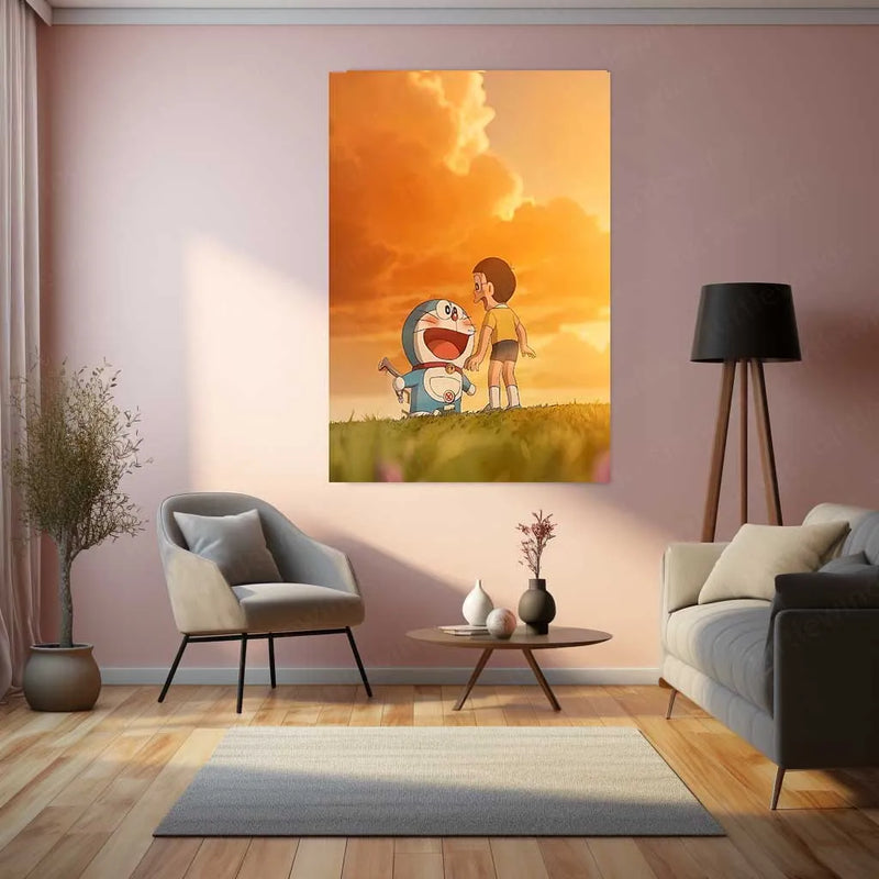 Anime Metal Poster | Doraemon and Nobita Metal Poster | Classic Anime Wall Art for Fans - TURTLEWINGS 