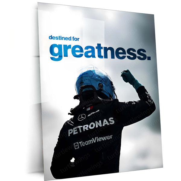 Quote Metal Poster | Destined for Greatness Metal Frame George Russell Inspired Motivational Wall Art | Future Champion Mindset Quote Metal Poster