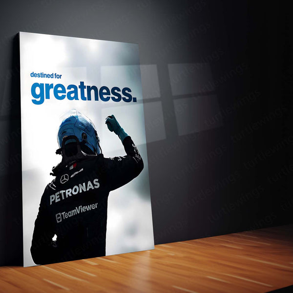 Quote Metal Poster | Destined for Greatness Metal Frame George Russell Inspired Motivational Wall Art | Future Champion Mindset Quote Metal Poster