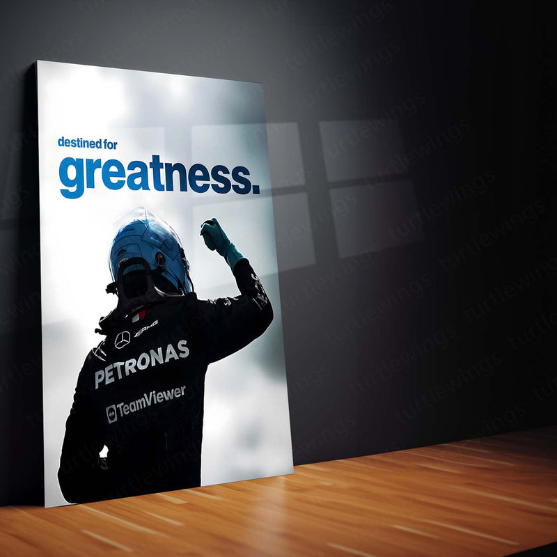 Quote Metal Poster | Destined for Greatness Metal Frame George Russell Inspired Motivational Wall Art | Future Champion Mindset Quote Metal Poster