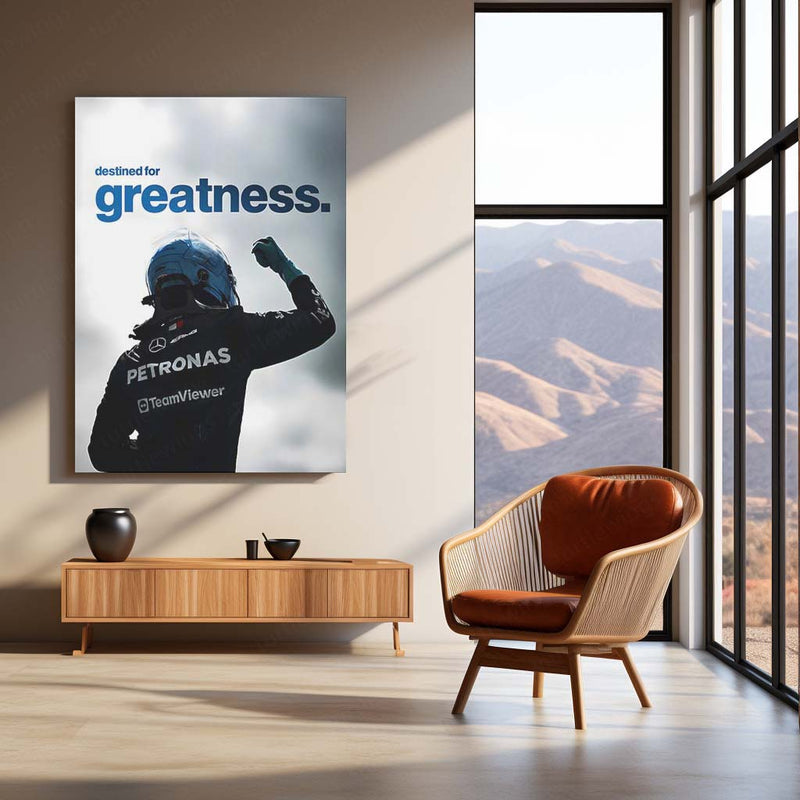 Quote Metal Poster | Destined for Greatness Metal Frame George Russell Inspired Motivational Wall Art | Future Champion Mindset Quote Metal Poster