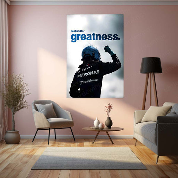 Quote Metal Poster | Destined for Greatness Metal Frame George Russell Inspired Motivational Wall Art | Future Champion Mindset Quote Metal Poster