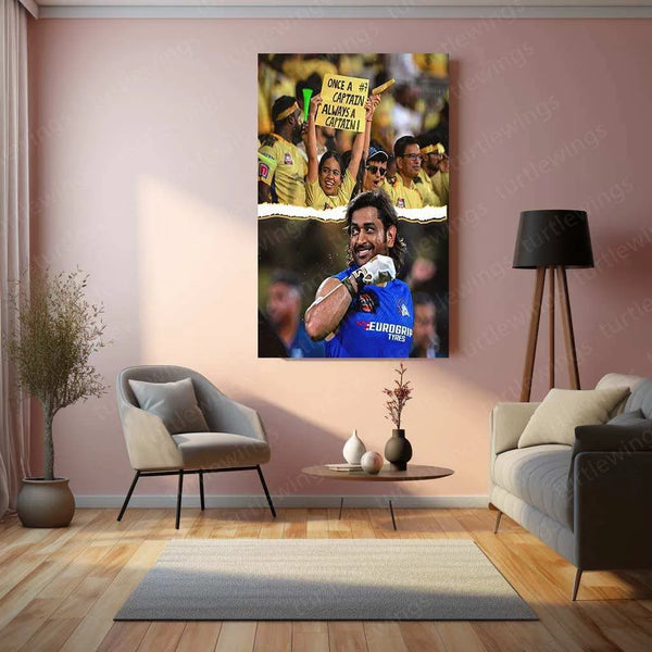 MS Dhoni Captain Metal Poster – The Legend of Indian Cricket - TURTLEWINGS 