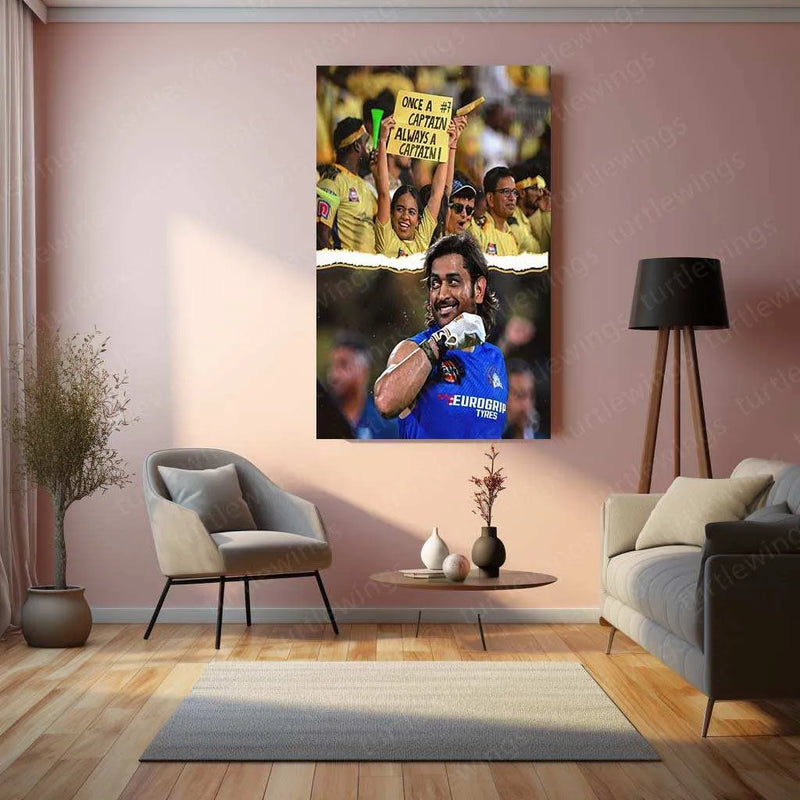 MS Dhoni Captain Metal Poster – The Legend of Indian Cricket - TURTLEWINGS 