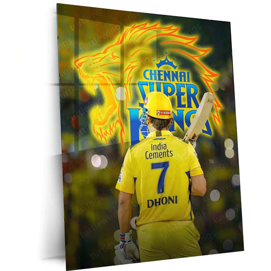 MS Dhoni CSK Metal Poster – The Heart of Chennai Super Kings - TURTLEWINGS 