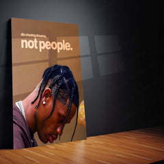 Quote Metal Poster | Travis Scott – Die Chasing Dreams, Not People Metal Frame  Independent Hustle & Vision-First Mindset Hip-Hop Wall Art | Modern Motivation Quote Metal Poster