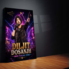 Diljit Dosanjh – Neon Punjabi Stage | Concert Energy Metal Frame | Punjabi Music Wall Art by TurtleWings