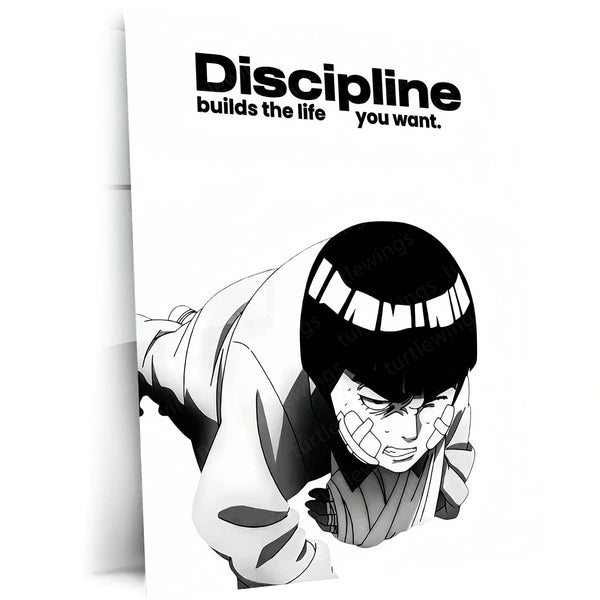 Anime Metal Poster | Rock Lee – Discipline Metal Poster Anime Training Wall Art | Hard Work Motivation Metal Frame