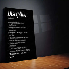 Quote Metal Poster | Discipline Explained – Consistency & Success Mindset Wall Art | Motivational Self-Discipline Metal Frame - TURTLEWINGS 