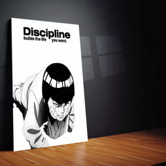 Anime Metal Poster | Rock Lee – Discipline Metal Poster Anime Training Wall Art | Hard Work Motivation Metal Frame