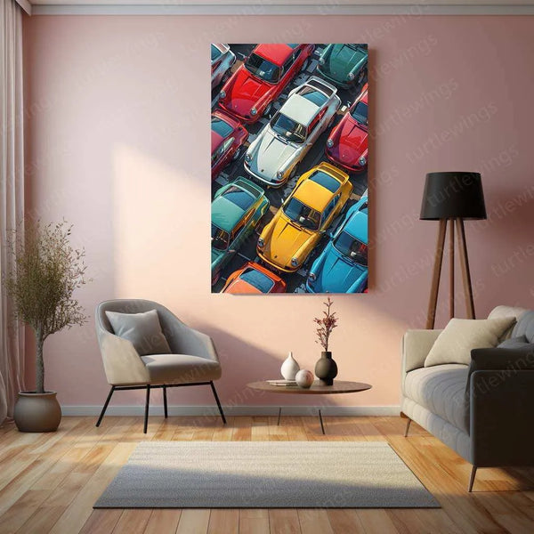 Minimalist White Porsche 911 T 2.2 (1970) Metal Poster – Classic Automotive Art - TURTLEWINGS 