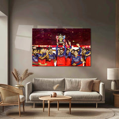 Cricket Metal Poster |🏆 RCB Wins IPL Trophy 2025 – Champion Celebration Metal Poster | Virat Kohli Led Victory Wall Art 02