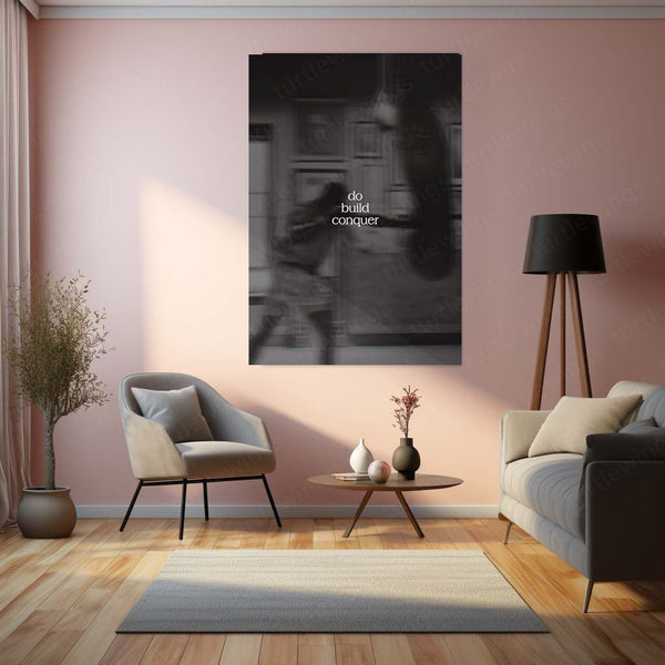 Quote Metal Poster | Do Build Conquer Motivational Metal Poster | Dark Minimalist Success Mindset Wall Art | Premium Metal