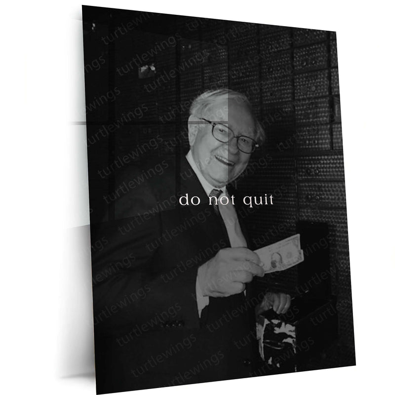 Quote Metal Poster | Do Not Quit Motivational Metal Poster | Persistence & Success Mindset Wall Art | Dark Minimalist Premium