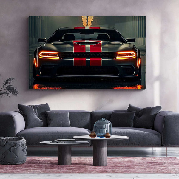 Dodge Racing Neon LED Metal Poster â Muscle Car Performance Wall Art - TURTLEWINGS 