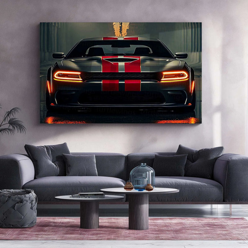 Dodge Racing Neon LED Metal Poster â Muscle Car Performance Wall Art - TURTLEWINGS 