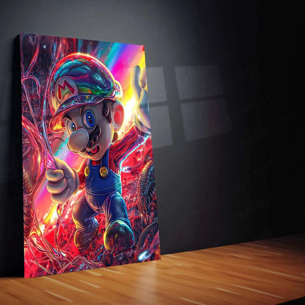 Kawaii Alien vs. Super Mario Metal Poster – Adorable Clash of Worlds! - TURTLEWINGS 