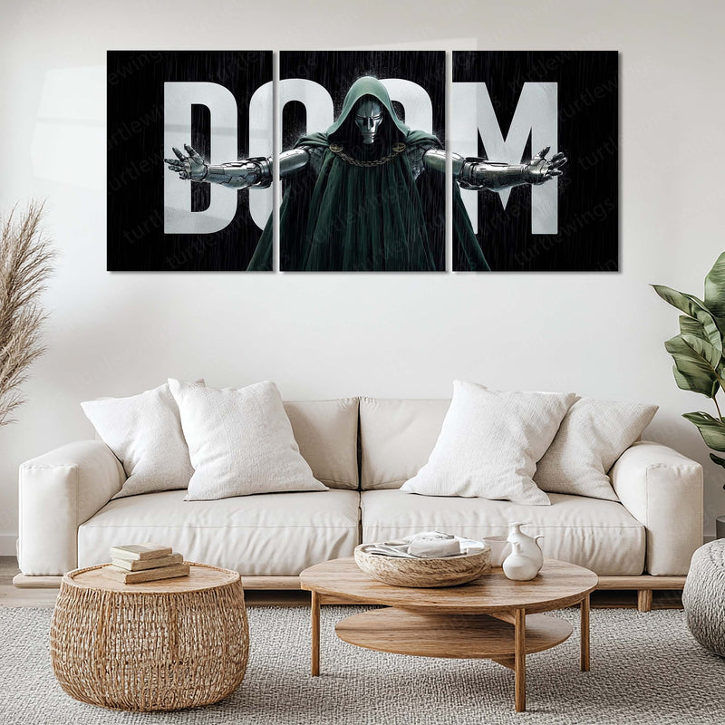 Marvel Metal Poster Set of 3 | Doctor Doom Supervillain Cinematic Triptych Wall Art