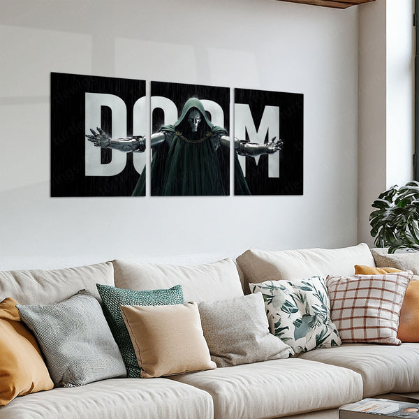 Marvel Metal Poster Set of 3 | Doctor Doom Supervillain Cinematic Triptych Wall Art