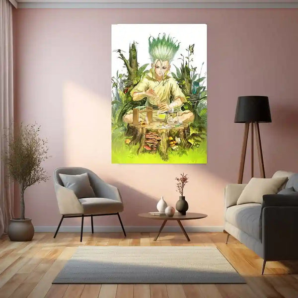 Anime Metal Poster | Dr. Stone – Rebuild the World | Science Mindset Metal Frame Ingenuity • Knowledge • Human Progress Wall Art - TURTLEWINGS 