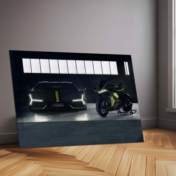 Lambo × Ducati – Dark Edition Neon LED Metal Frame