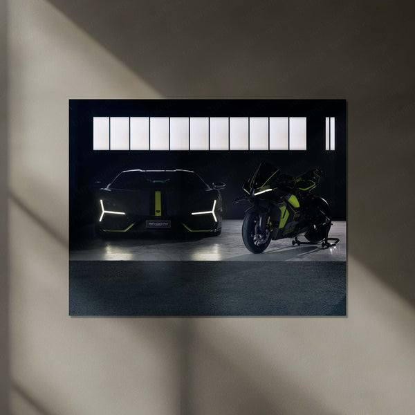 Lambo × Ducati – Dark Edition Neon LED Metal Frame
