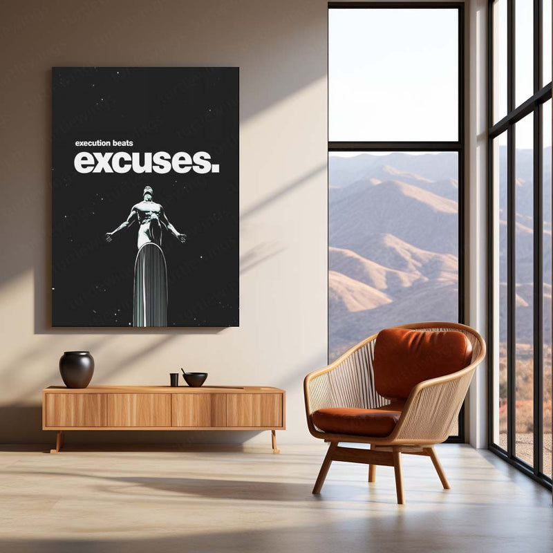 Quote Metal Poster | Silver Surfer – Execution Beats Excuses Metal Frame  Relentless Action & No-Excuse Discipline Wall Art | Cosmic Focus Quote Metal Poster