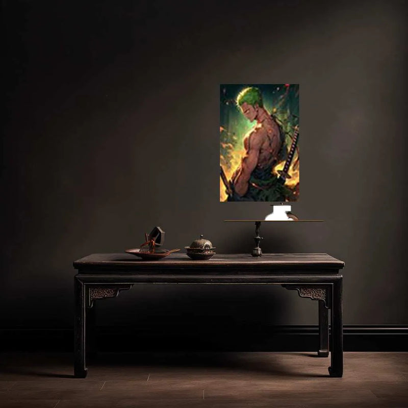 Roronoa Zoro Metal Poster | One Piece Swordsman Wall Art | Anime Warrior Print - TURTLEWINGS 