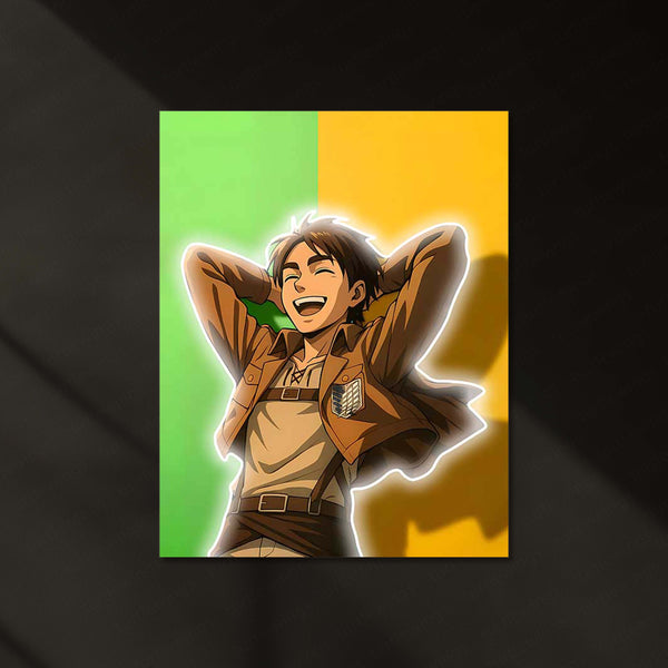 Eren Yeager Neon LED Frame | Attack on Titan Anime Wall Art | Freedom Aesthetic Decor
